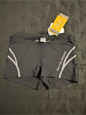 BETTER BODIES Black Athletic Shorts with Contrast Stitching NWT